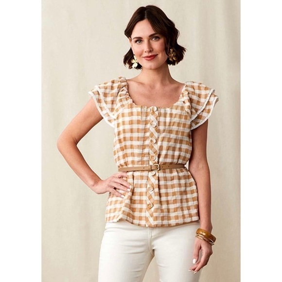 𝅺Matilda Jane Annabelle Plaid Off-Shoulder Blouse - Picture 2 of 10